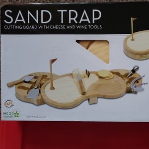 Cutting board with cheese & wine tools